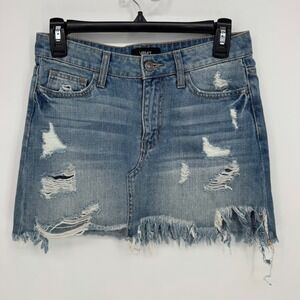 VERVET Women's Blue Denim Distressed‎ High Waist Mini Skirt Size 25